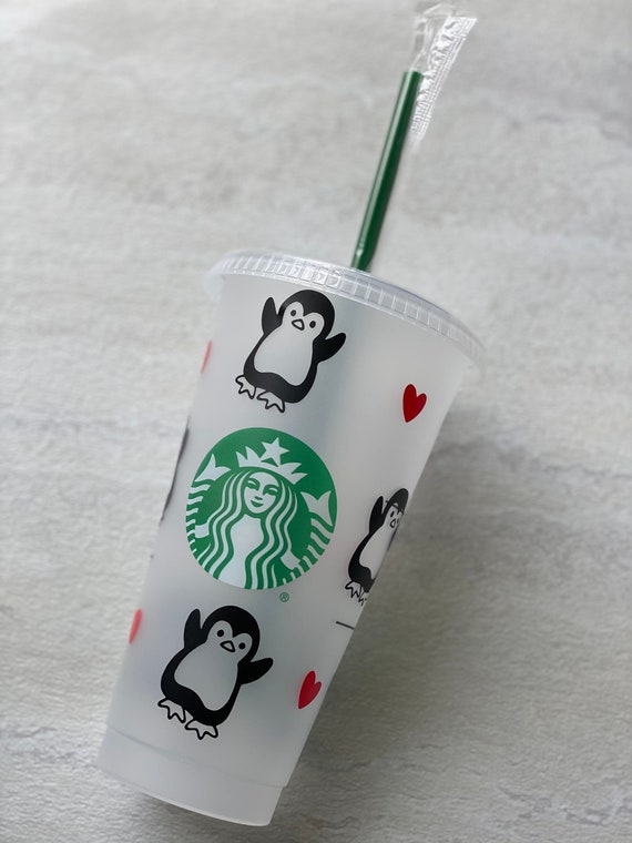 Starbucks Cold Reusable 24 oz Clear-Frosted Hard Plastic Tumbler Cup with  Straw.