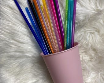 Replacement Cold Cup Reusable Plastic Straws | Color and Glitter | 9" 10" 10-1/4" Lengths | Mix & Match