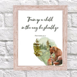 Forest Watercolor Bible Verse ~ Train Up a Child. Digital Download