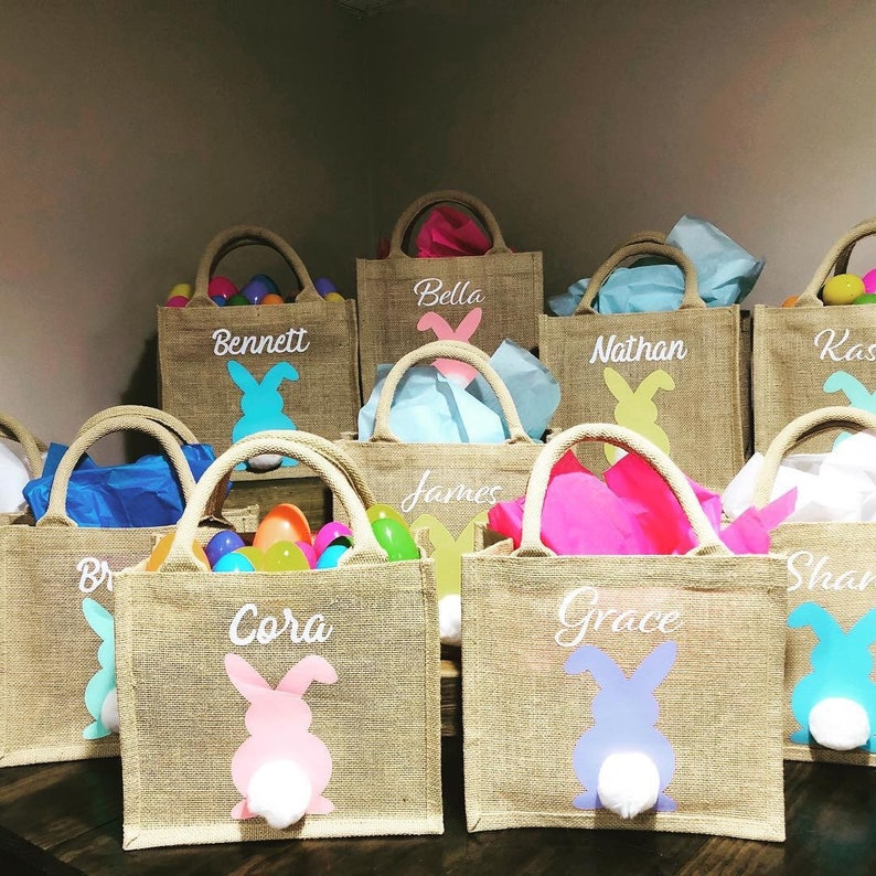 Personalized Easter Bags BurlapJute Small