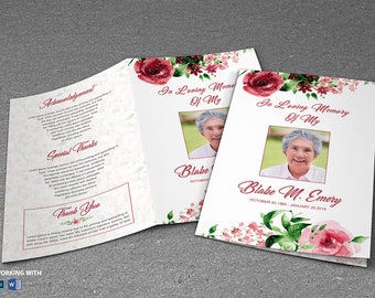 Printable Funeral Program Template - MS Word and Photoshop Template - INSTANT DOWNLOAD