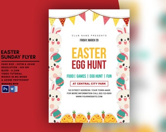 Easter Egg Hunt Flyer, Easter Sunday Flyer, Easter Sunday Invitation, Easter Word, Easter Photoshop - Instant Download