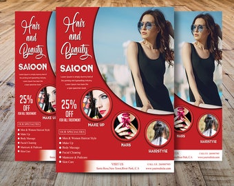 Hair Flyer Template Hair and Beauty Salon Flyer Template Editable Hair Flyer Modern Hair Salon Flyer MS Word Template Photoshop Template