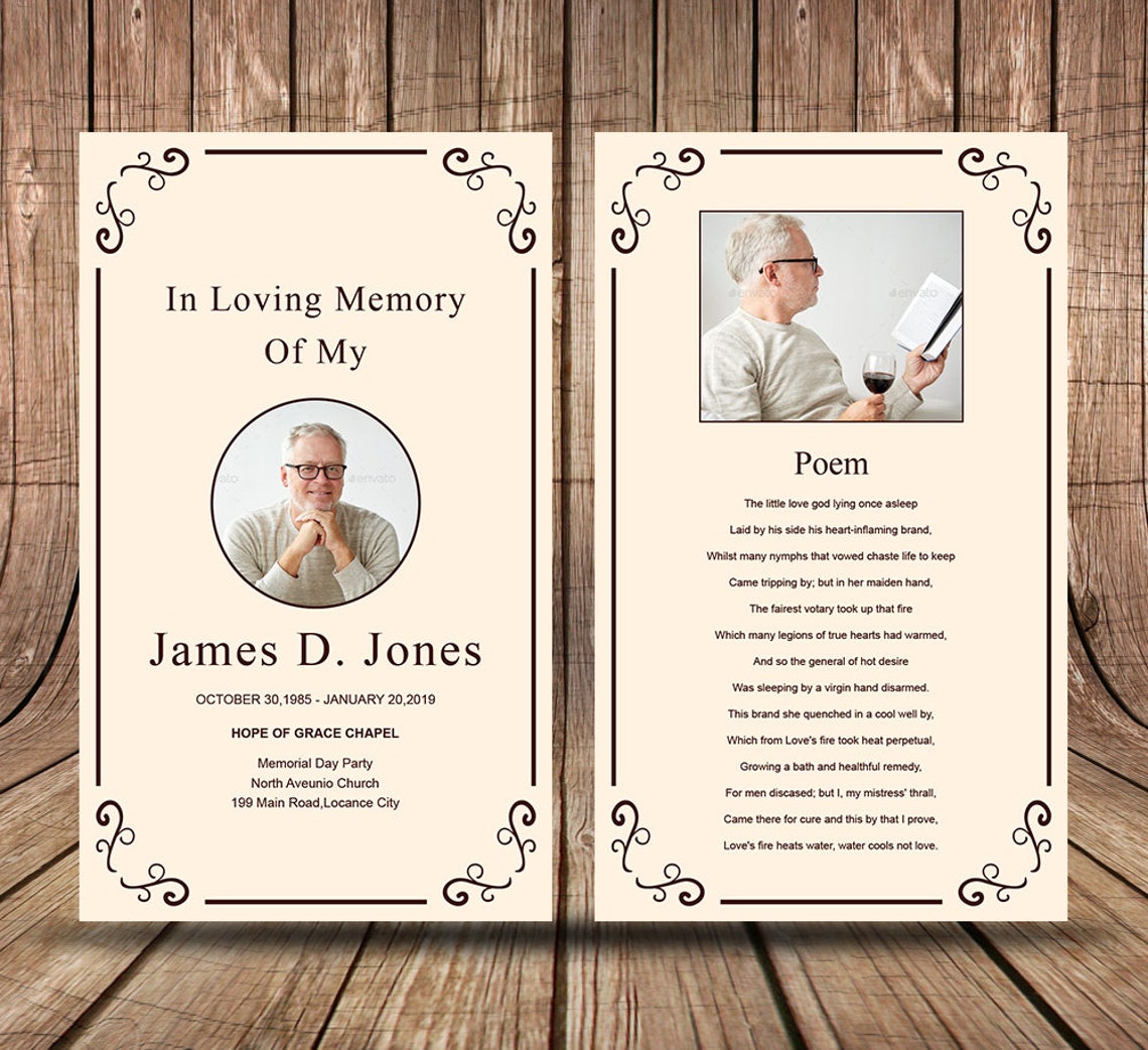 Funeral Prayer Card Template Editable MS Word & Etsy Funeral Prayer Card Template Editable MS Word & Etsy