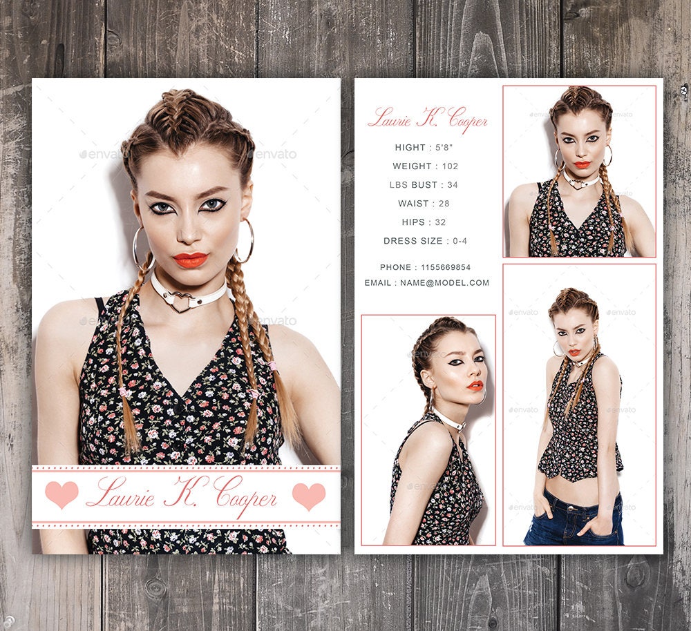 Modeling Comp Card Template Fashion Model comp card Etsy