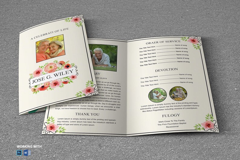 Editable Funeral Program Template Printable in Loving Memory - Etsy UK