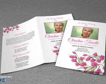 Printable Flower Funeral Program Template Editable Celebration of Life Editable Funeral Program Celebration of Life Funeral Program Template