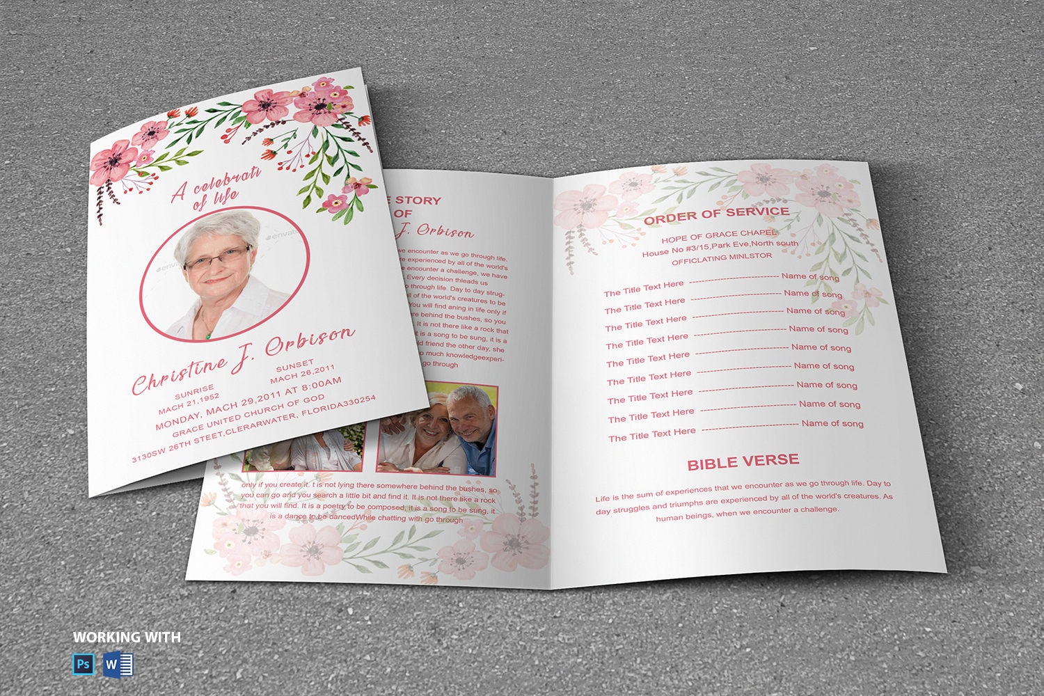Printable Funeral Program Template Celebration of Life Editable Funeral ...