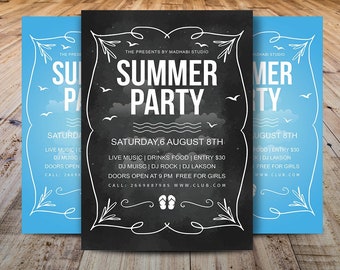Minimal Summer Flyer Template Editable Summer Party Flyer Summer Flyer Summer Event Flyer Summer Festival Flyer MS Word Template