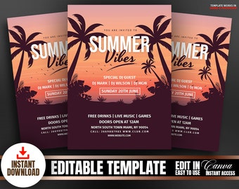 Editable summer vibes flyer template Summer Flyer Template Summer Party Flyer Summer Flyer Summer Festival Flyer MS Word Template