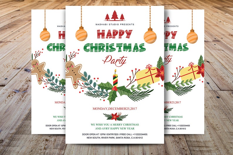 Printable Christmas Party Flyer Christmas Invitations | Etsy