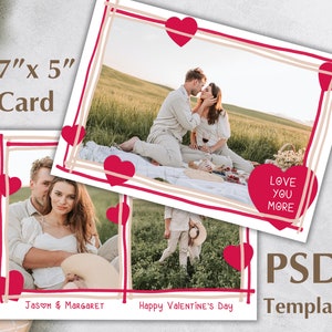 Valentinstag Fotokarte Photoshop Vorlage, Fotografie Vorlage Valentinstag Karte, Benutzerdefinierte Liebeskarte, Valentinstag Karte 18x15, PSD PNG