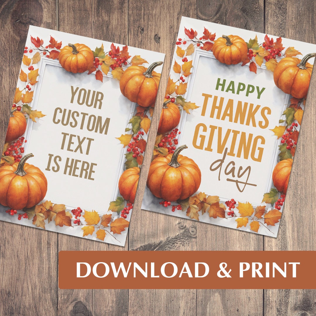 Printable Happy Thanksgiving Card Watercolor Thanksgiving - Etsy