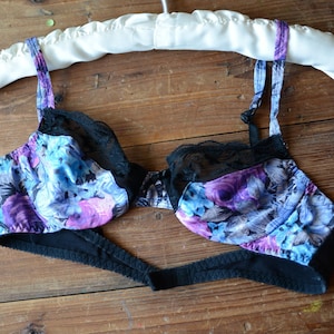 Black and Floral Vintage Bra