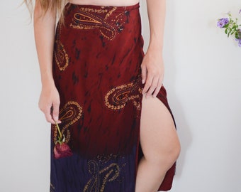 Bohemian Hippy Paisley Wrap Maxi Skirt