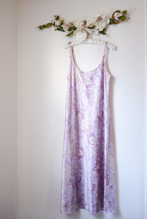 Oscar De La Renta Long Paisley Silky Slip Maxi Dre