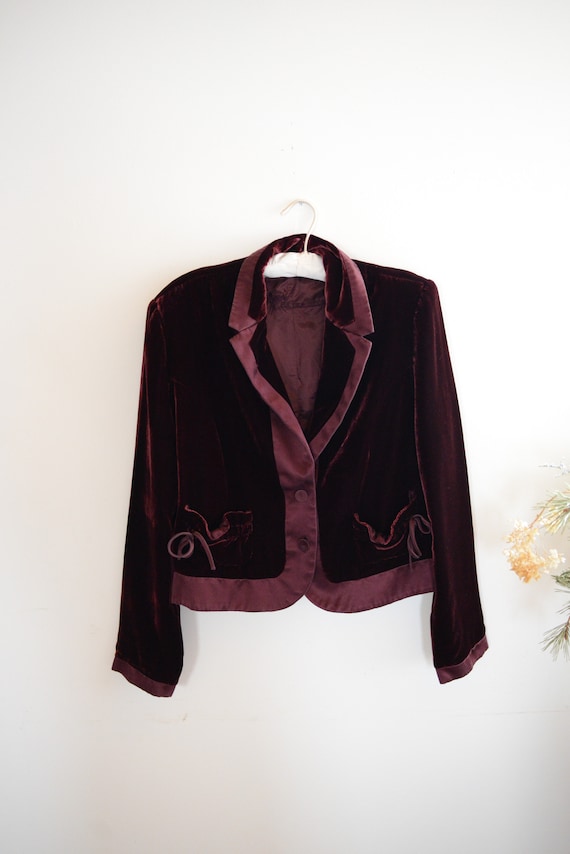 Vintage Maroon Wine Velvet Jacket