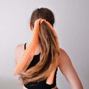 Orange & White Floral Geometric Vintage 60&#39;s / 70&#39;s Hair Scarf | Neck Scarf | Festival Hair Tye