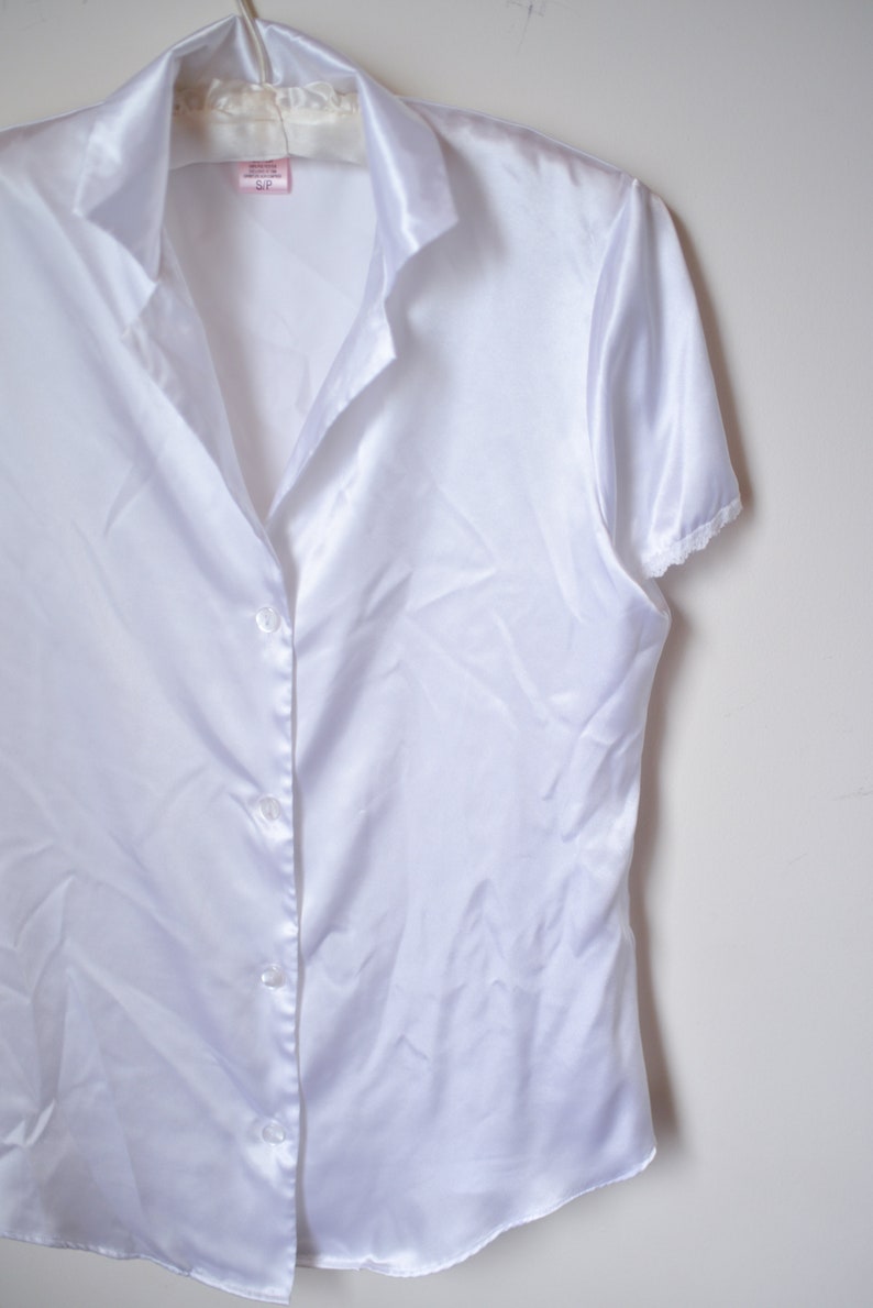 Bridal Prep Wear Minimal White Silky Bridal Wear Button Down Top TOP ONLY