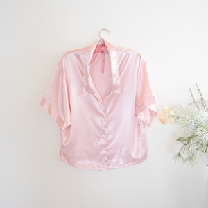 Haut Chemise Victoria's Secret 100% Soie Rose - Manches 3/4 - Nœud Papillon - Taille L - Très Bon état