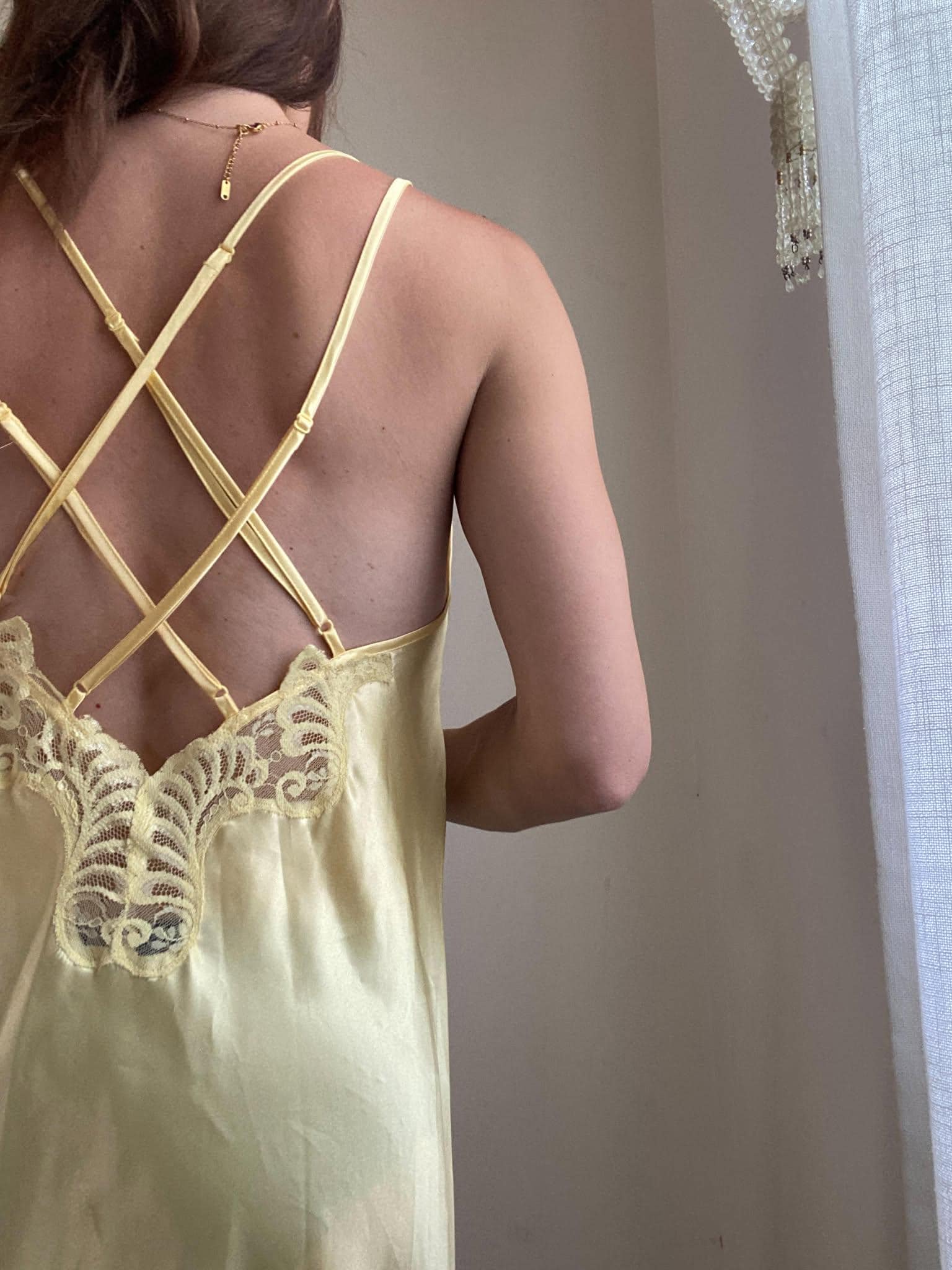 chinese dress ladies Stolen Stores Swan Slip Lace Yellow Maxi Dress