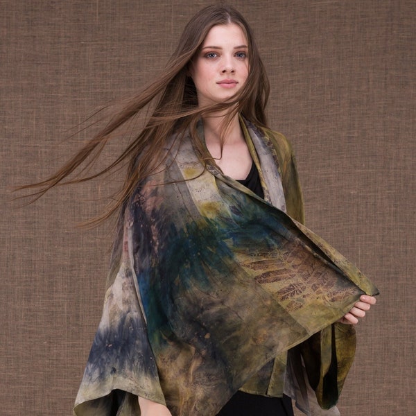 Eco-Print veste-kimono en soie FIDJI