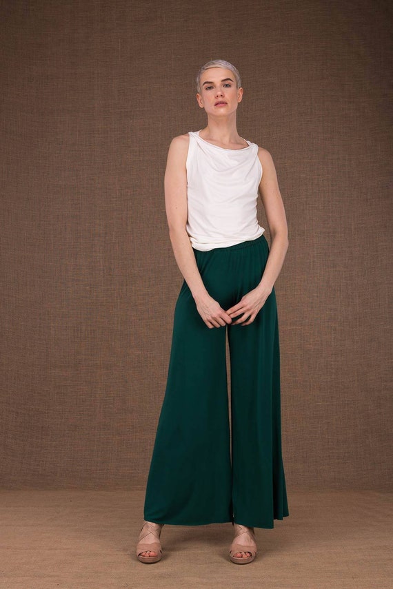 Pantalón ancho en malla viscosa piña esmeralda | Etsy México