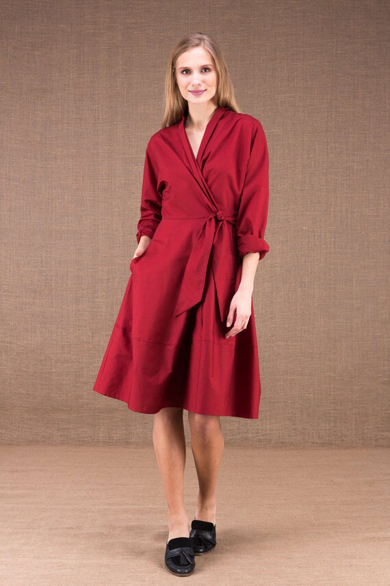 burgundy cotton dress