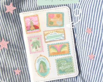 Custom Travel Stamp Passport Cover/Tropical Travel Gift/Personalised Summer Passport Holder/ Personal Jetsetter Gift