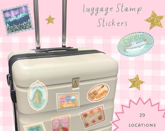 Luggage Stamp Location Stickers/Travel Suitcase Accessories/Illustrated Stamp Big Stickers