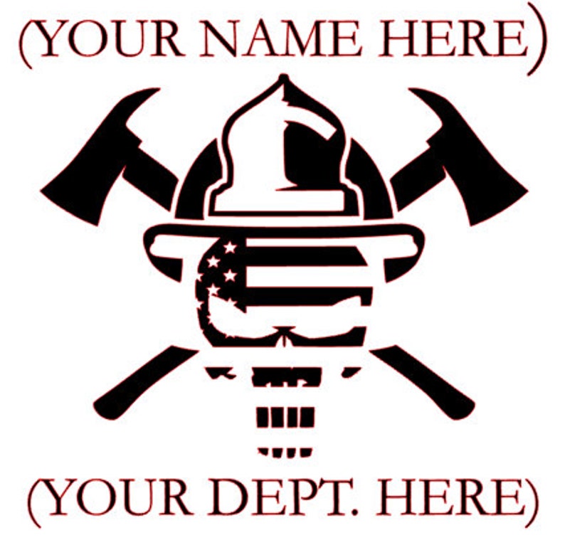 Custom Firefighter Skull Decal Free text featuring your ...