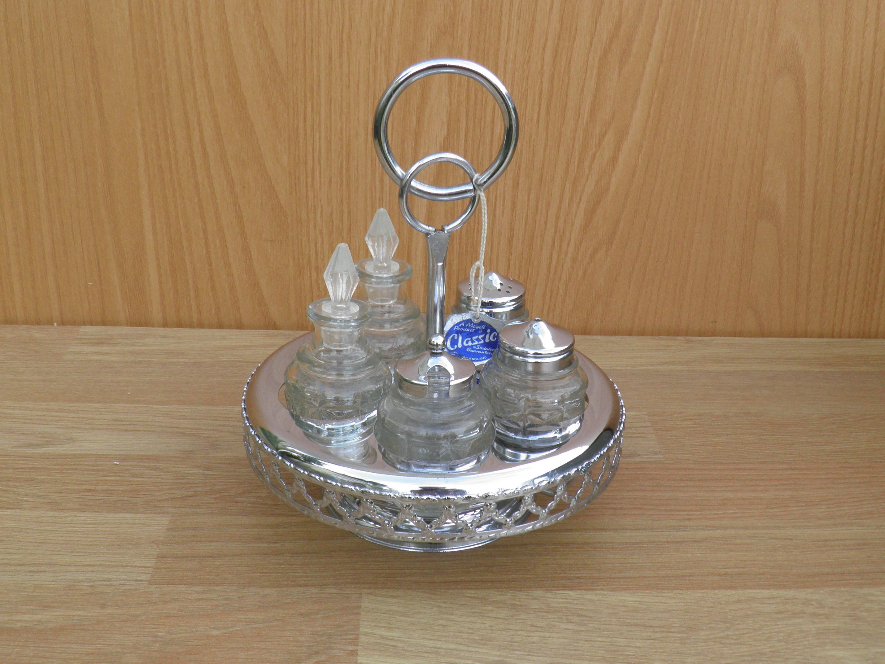 Mayell Classic Stainless Five Piece Glass Cruet Set Made in Etsy