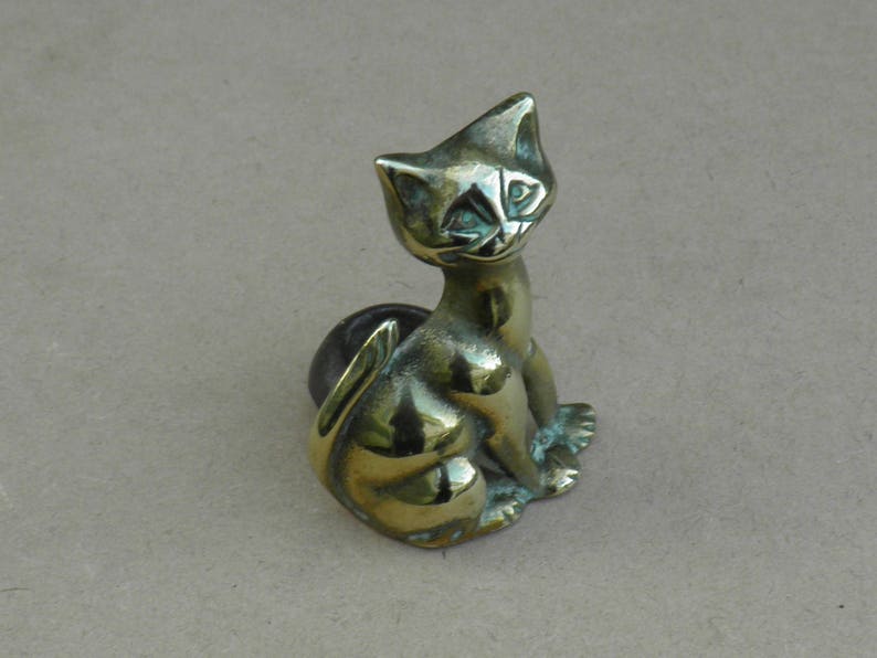 Brass Cat Poker Stand Grinning Cat Made in England by Peerage Vintage Home Decor, Ornamental Brassware, Fireside Decor image 3