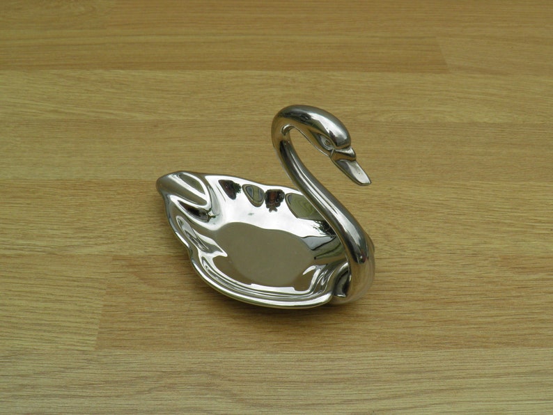 Silver Plated Swan Ashtray Set Ornamental Vintage Home Decor