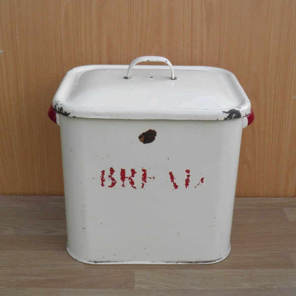 Enameled Bread Bin - Good Fellows - Vintage Kitchenalia