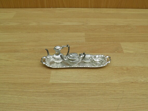 vintage metal tea set