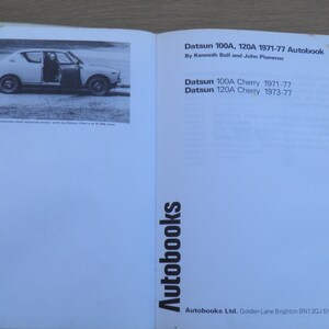 Autobooks Owners Workshop Manual Datsun 100A 120A Published | Etsy