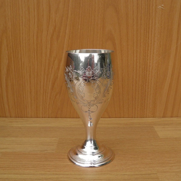 Silver Plated/EPNS Goblet, with Engraved Decoration - Vintage Drinking Vessel