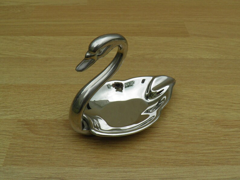 Silver Plated Swan Ashtray Set Ornamental Vintage Home Decor