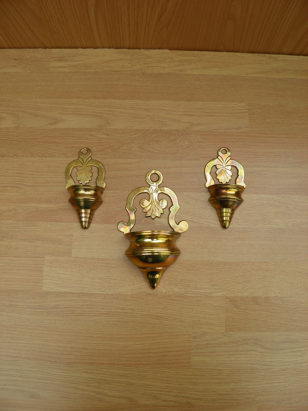 Brass Wall Pockets/flower Holders Made in India Vintage Etsy UK