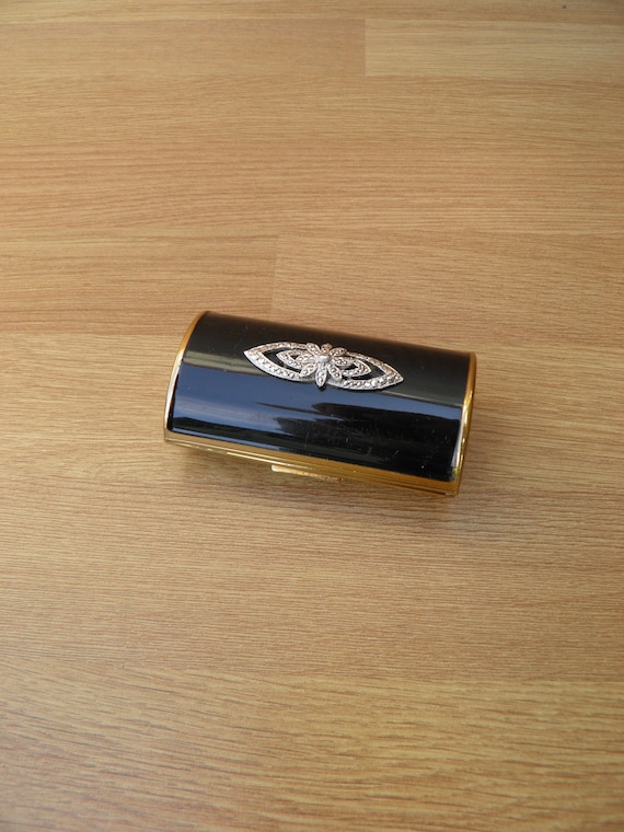 Kigu Black & Gold-tone Barrel Cigarette Case, Marcasite Decoration -  Vintage