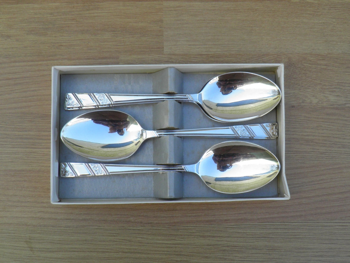 Silver Plated Dessert Spoons Made by Viners Silver Rose Etsy