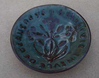 Guernsey Ceramic Dish - Glazed - Guernsey Lily - Vintage Guernsey Pottery