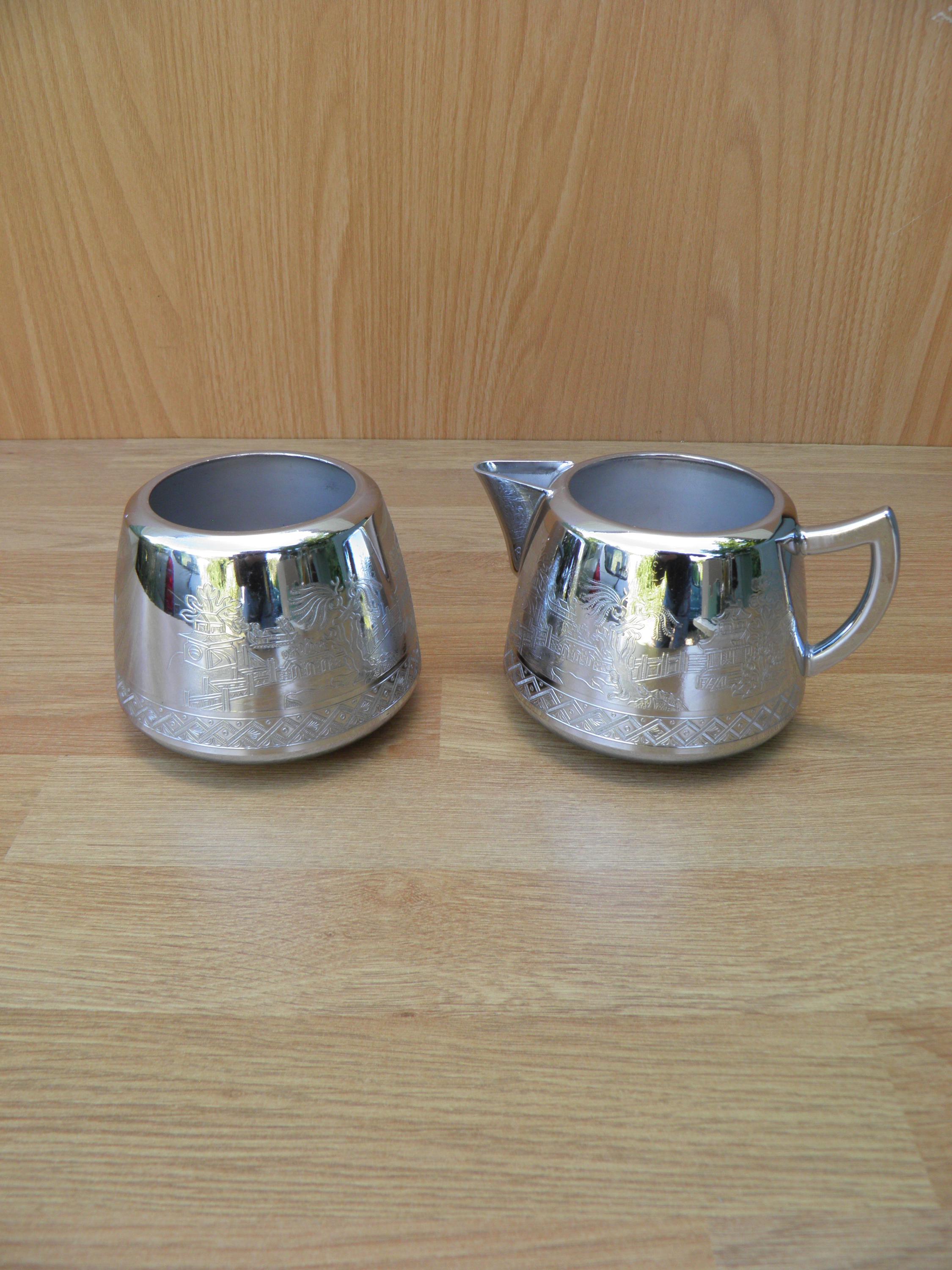 Vintage Swan Brand Chrome Milk Jug & Sugar Bowl Set - Willoware
