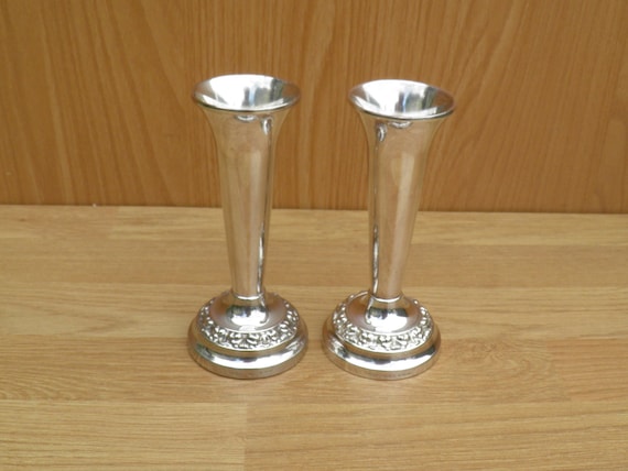 Silver Plated Vases IANTHE of England Vintage Flower Holders 