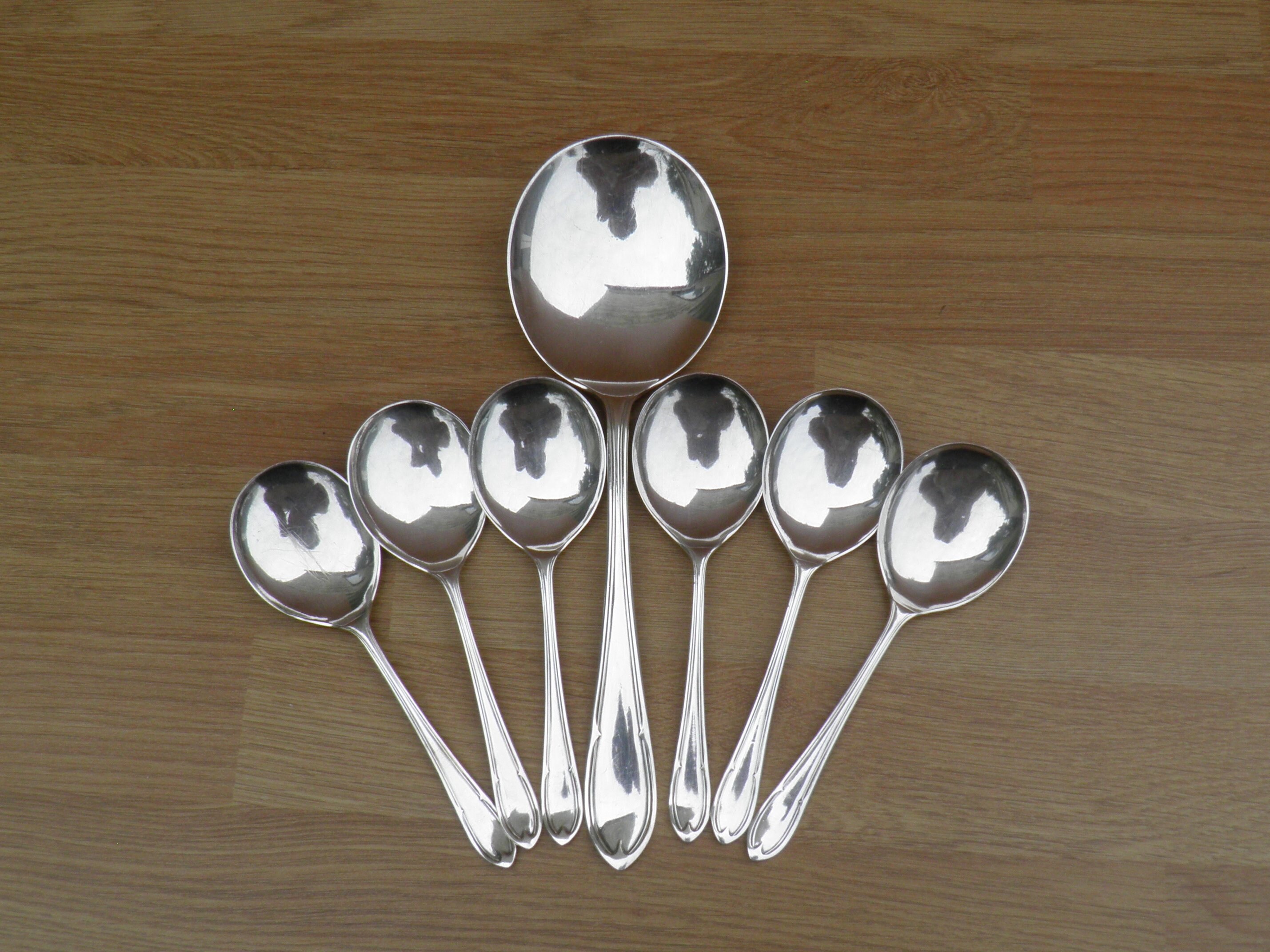 Silver Plated/epns Dessert Spoons & Serving Spoon Boxed Etsy