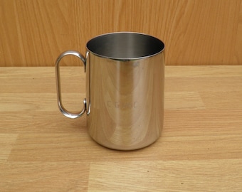 Stainless Steel Tankard/Mug, Old Hall, Made in England - Engraved "C.G.McC" - Vintage Drinking Vessel