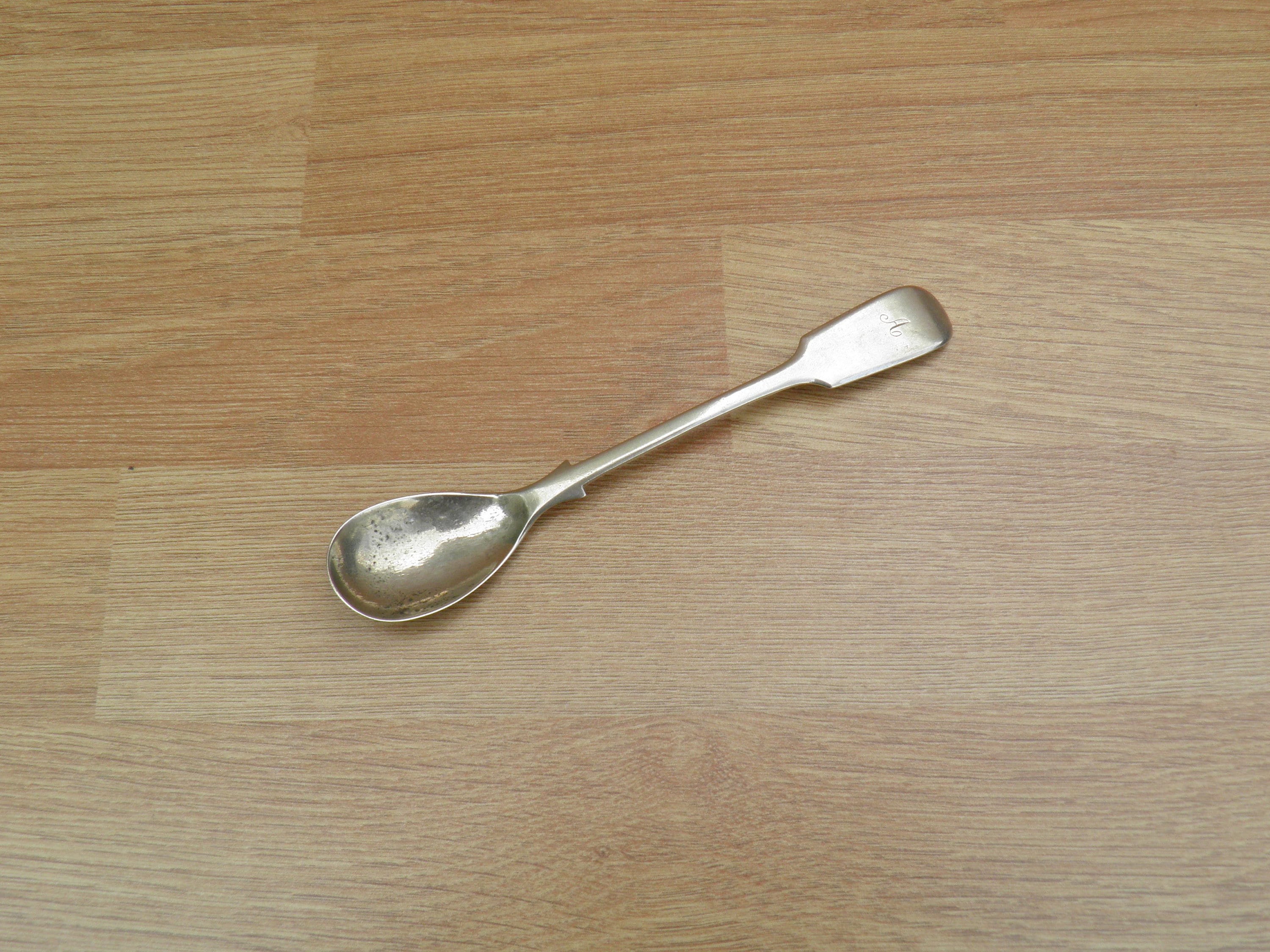 Buy Silver Plated Mustard Spoon, Fiddle Pattern Engraved A Naylor
