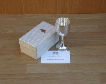 Silver Plated Goblet, TI Sturmey Archer Ltd 75 1902-1977 - Boxed - Vintage Drinking Vessel Presentation Goblet