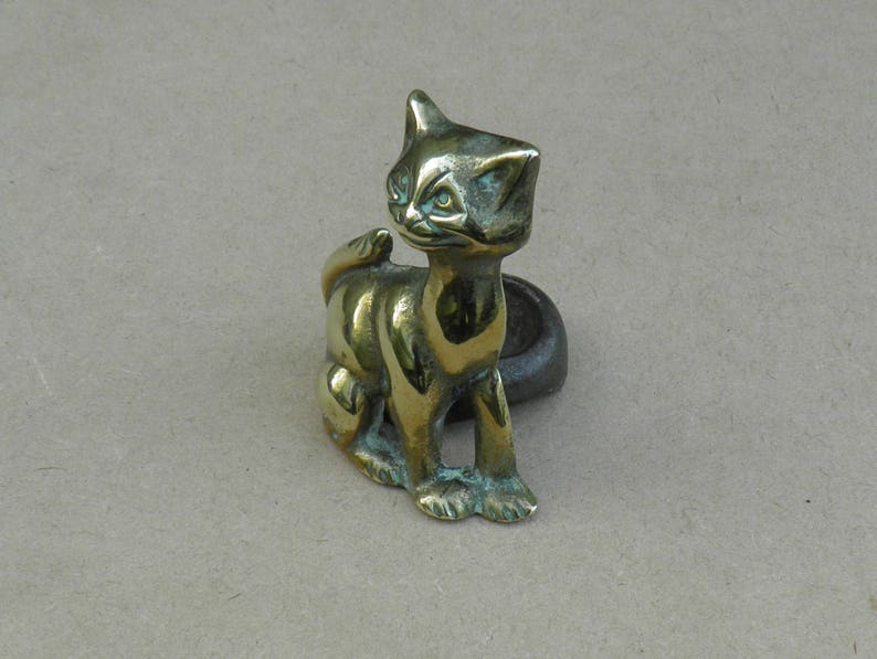 Brass Cat Poker Stand Grinning Cat Made in England by Peerage Vintage Home Decor, Ornamental Brassware, Fireside Decor image 1